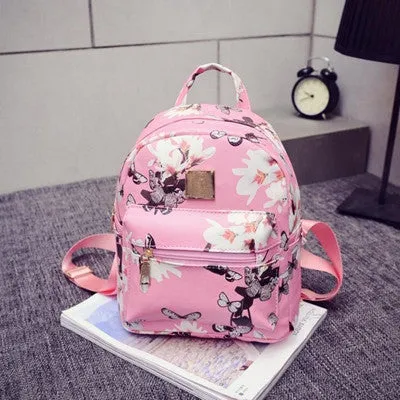 Women Backpack Fashion Causal Floral Printing Backpacks PU Leather Backpack For Teenagers Girls Mochilas