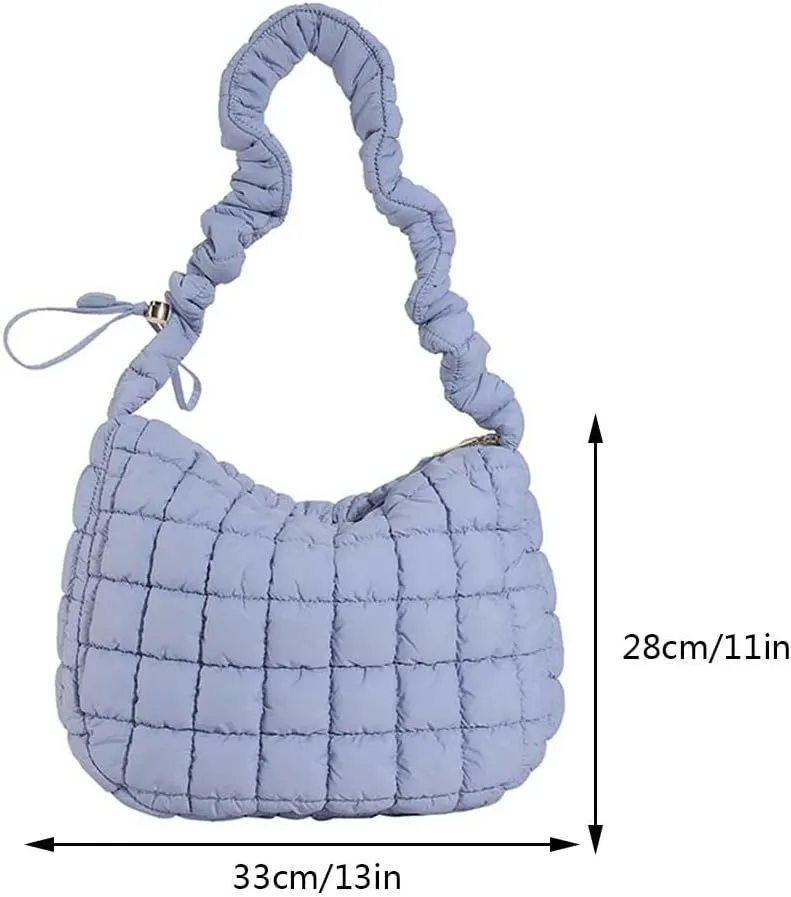 Women Crossbody Bag Pleated Cloud Quilted Check Padded Tote Bag Space Cotton Fashion Simple Large Capacity Clutch