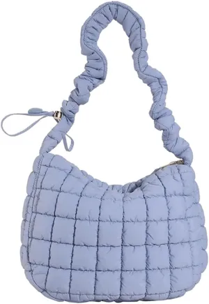 Women Crossbody Bag Pleated Cloud Quilted Check Padded Tote Bag Space Cotton Fashion Simple Large Capacity Clutch