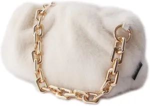 Women Handbags Faux Fur Crossbody Bags Cross body Shoulder Cloud Shape Dumpling Chain Clutch Dupe