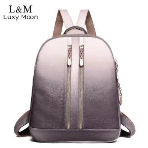 Women Leather Backpacks For Girls  School Backpack Female Travel Shoulder Bag