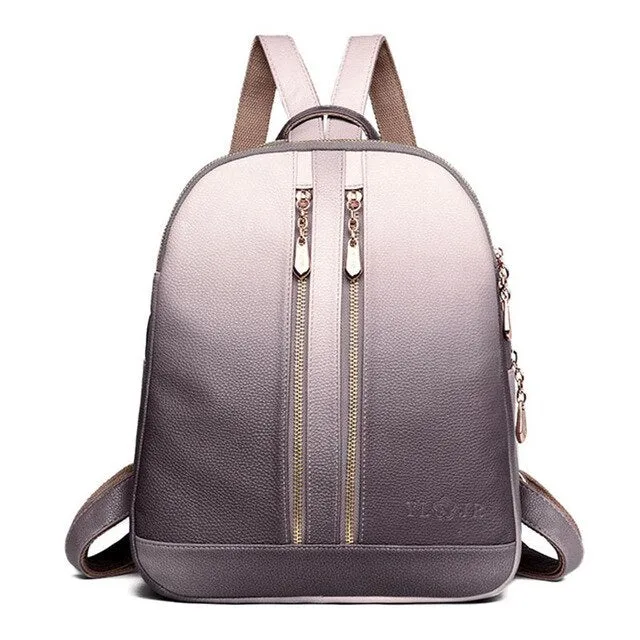 Women Leather Backpacks For Girls  School Backpack Female Travel Shoulder Bag