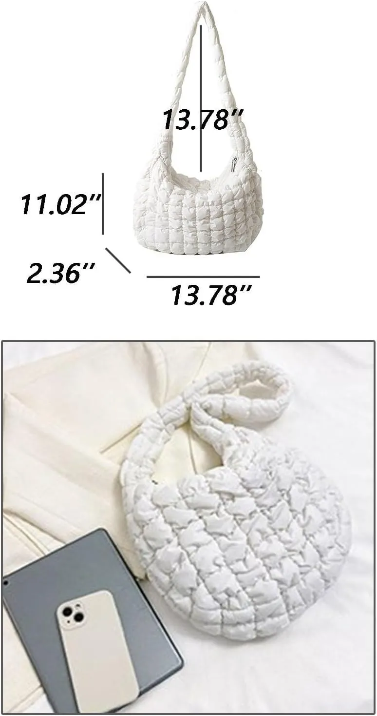 Women Puffer Tote Bag Large Quilted Tote Bag Quilted Carryall Bag Soft Puffy Crossbody Bag Hobo Handbags Puff Purse