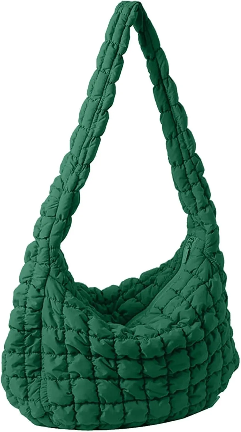 Women Puffer Tote Bag Large Quilted Tote Bag Quilted Carryall Bag Soft Puffy Crossbody Bag Hobo Handbags Puff Purse