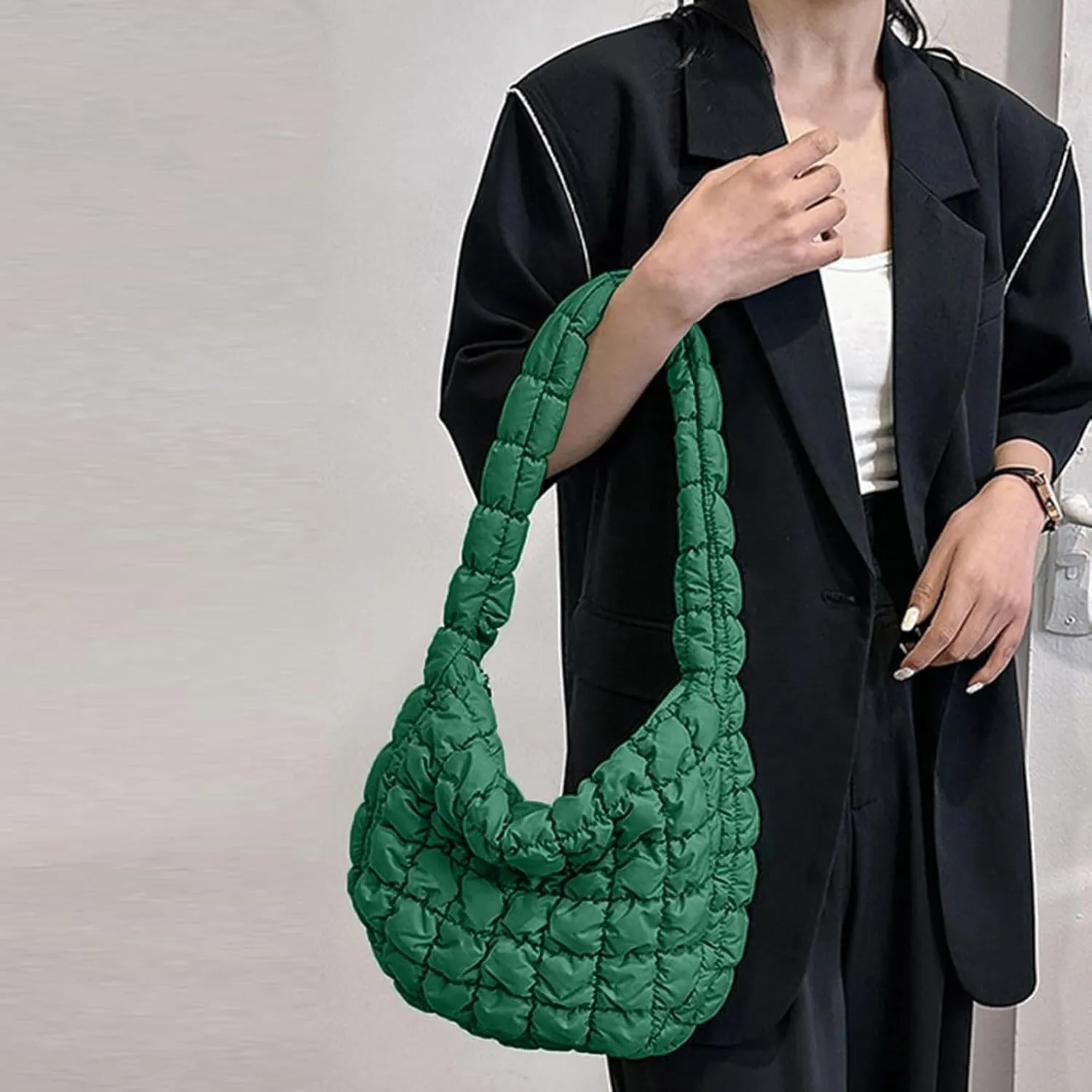 Women Puffer Tote Bag Large Quilted Tote Bag Quilted Carryall Bag Soft Puffy Crossbody Bag Hobo Handbags Puff Purse