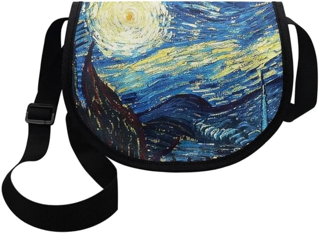 Women Small Tote Bag Van Gogh Starry Night Modern Abstract Aesthetic Colorful Casual Satchel Pack Semi Circle Bag