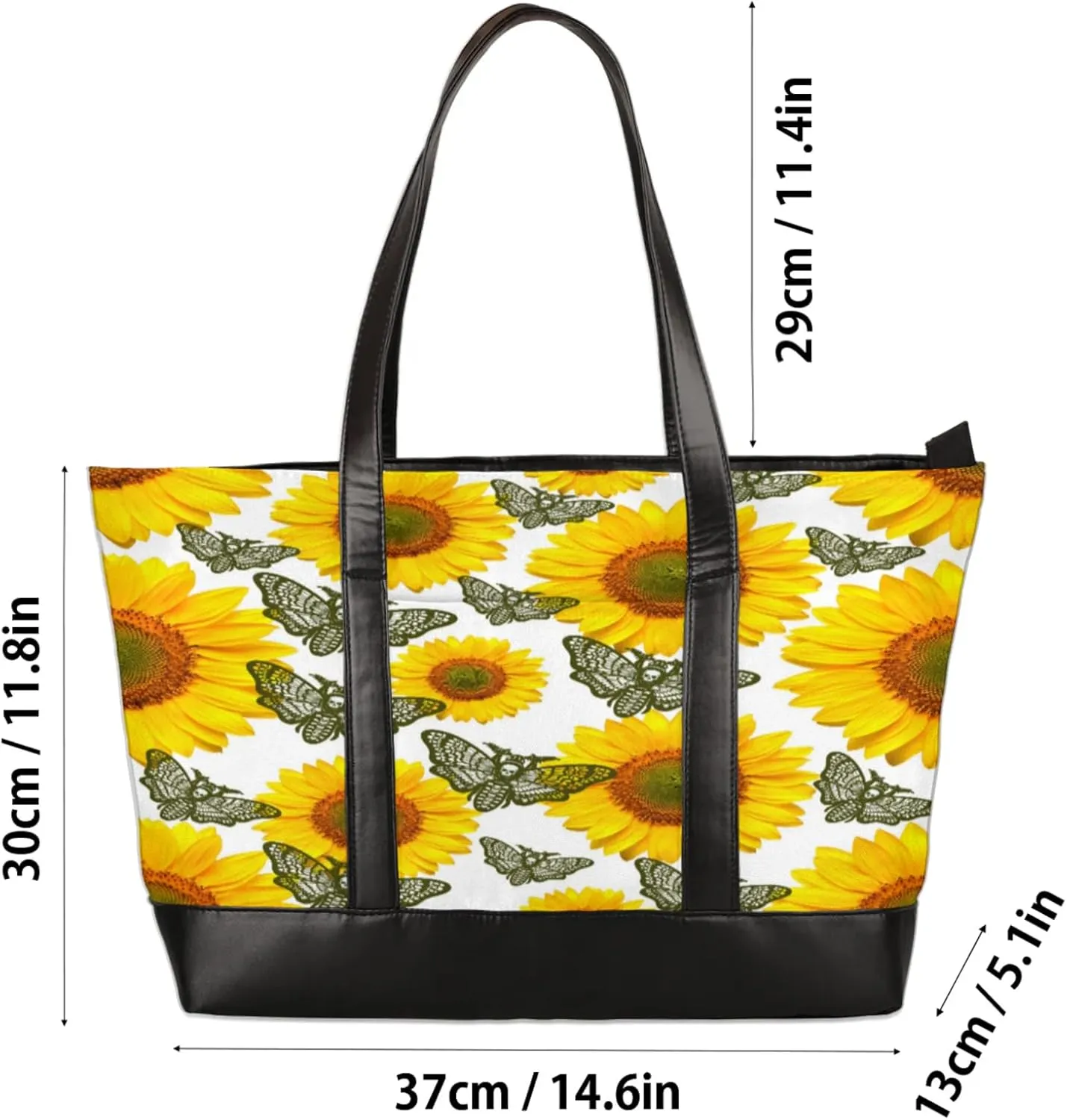 Women Tote Bag with Zipper, Shopper Handbag Travel Purse, PU Leather Laptop Tote Bags, Weekender Tote Bags