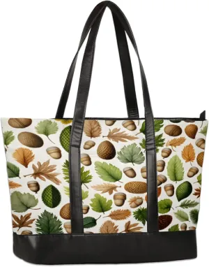 Women Tote Bag with Zipper, Shopper Handbag Travel Purse, PU Leather Laptop Tote Bags, Weekender Tote Bags