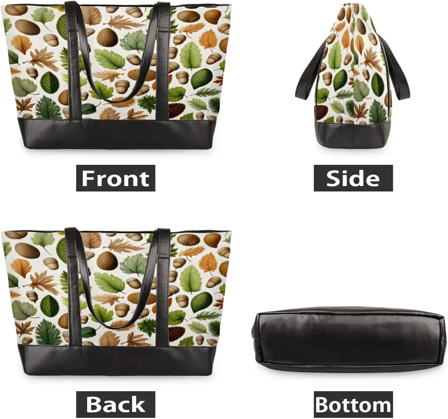 Women Tote Bag with Zipper, Shopper Handbag Travel Purse, PU Leather Laptop Tote Bags, Weekender Tote Bags