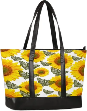 Women Tote Bag with Zipper, Shopper Handbag Travel Purse, PU Leather Laptop Tote Bags, Weekender Tote Bags