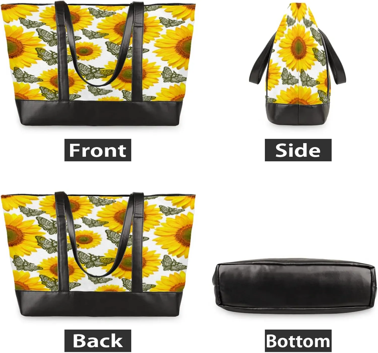 Women Tote Bag with Zipper, Shopper Handbag Travel Purse, PU Leather Laptop Tote Bags, Weekender Tote Bags