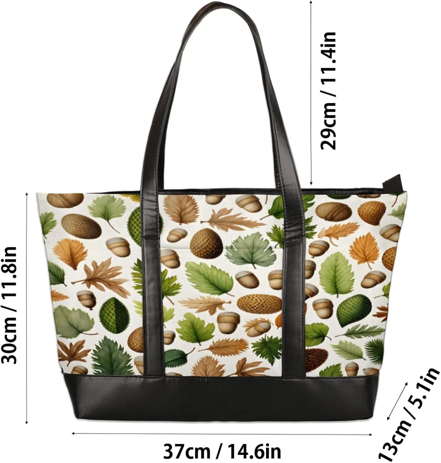 Women Tote Bag with Zipper, Shopper Handbag Travel Purse, PU Leather Laptop Tote Bags, Weekender Tote Bags