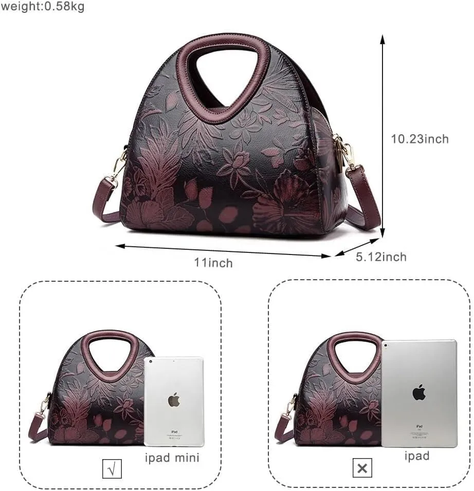 Women Tote Bags Top-handle Purse Flower PU Leather Shoulder Satchel Print Handbag Waterproof Tote with Adjustable Strap