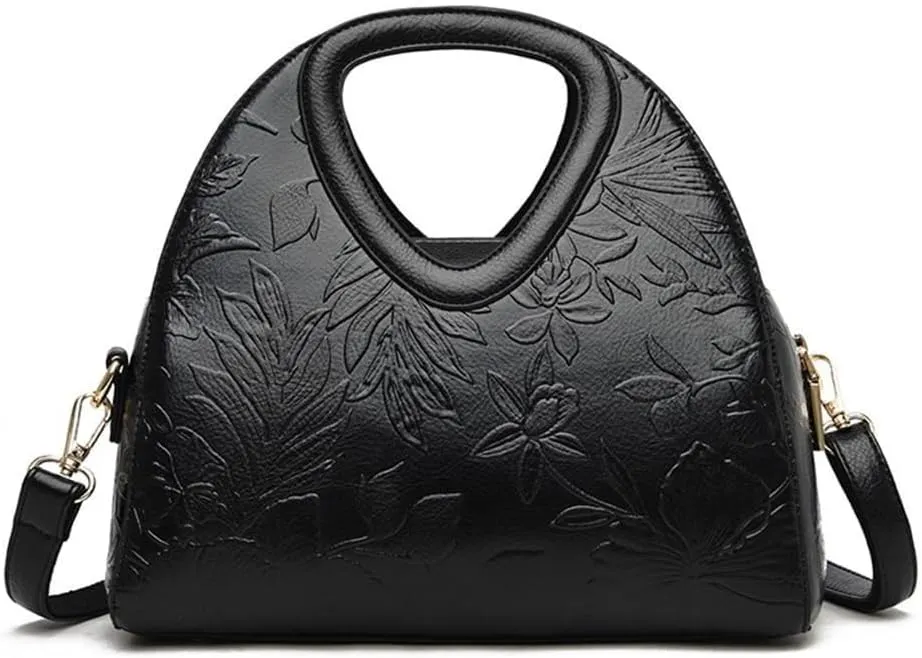 Women Tote Bags Top-handle Purse Flower PU Leather Shoulder Satchel Print Handbag Waterproof Tote with Adjustable Strap