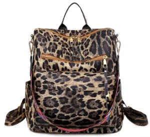 Womens Fashion Backpack - Leopard Pattern