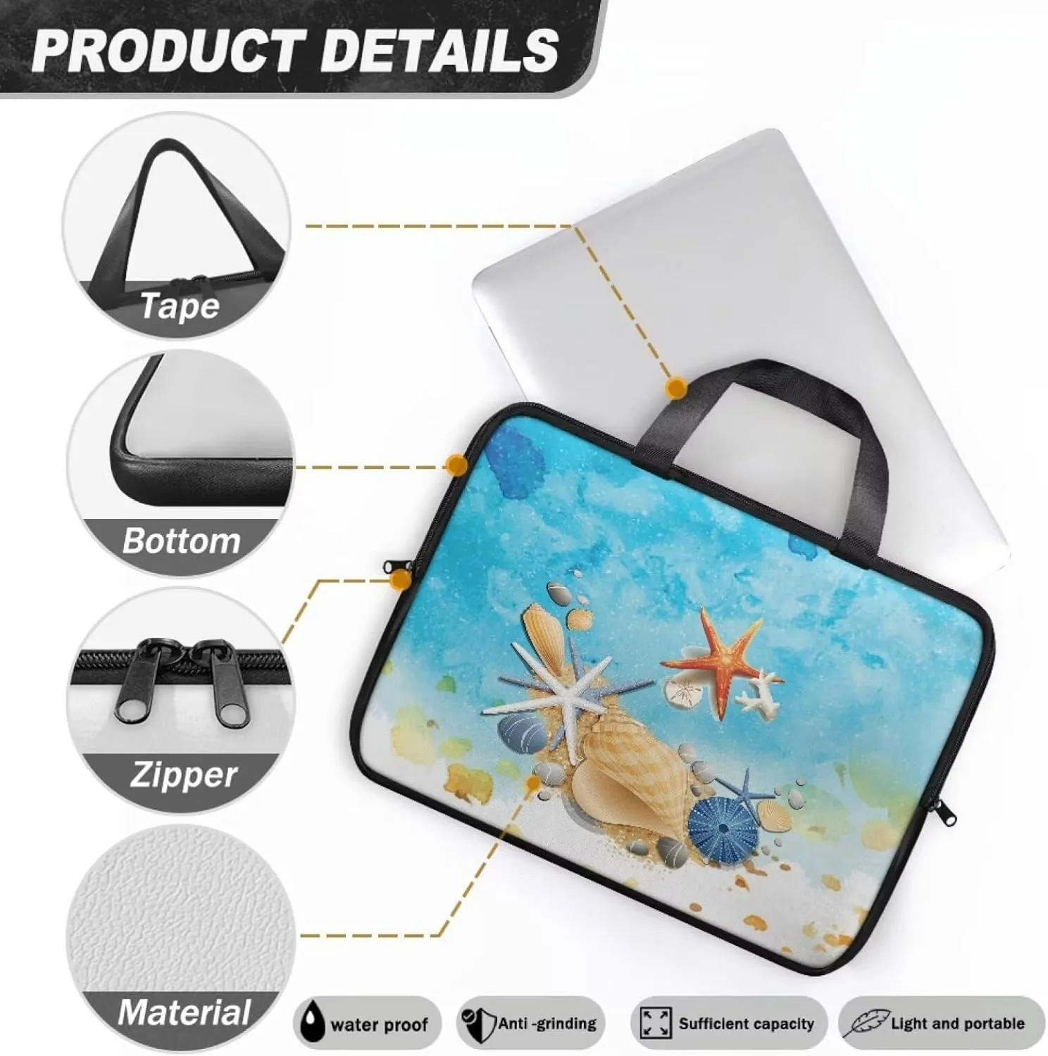 Womens Fashionable Laptop Carrying Case Waterproof Tablet Computer Sleeve Pouch with Handles