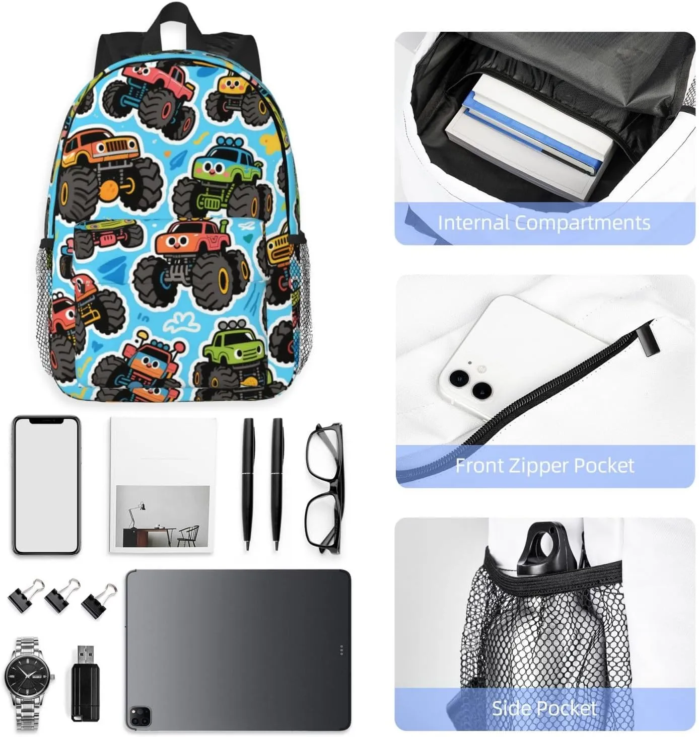 Women's fashionable travel backpacks, computer bags (Blue bottom color truck)