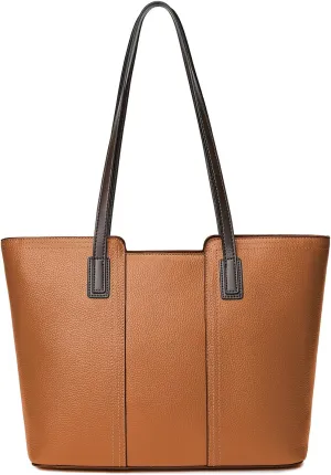 Women's Genuine Leather Tote Handbag Large Capacity Pocketbook Purse