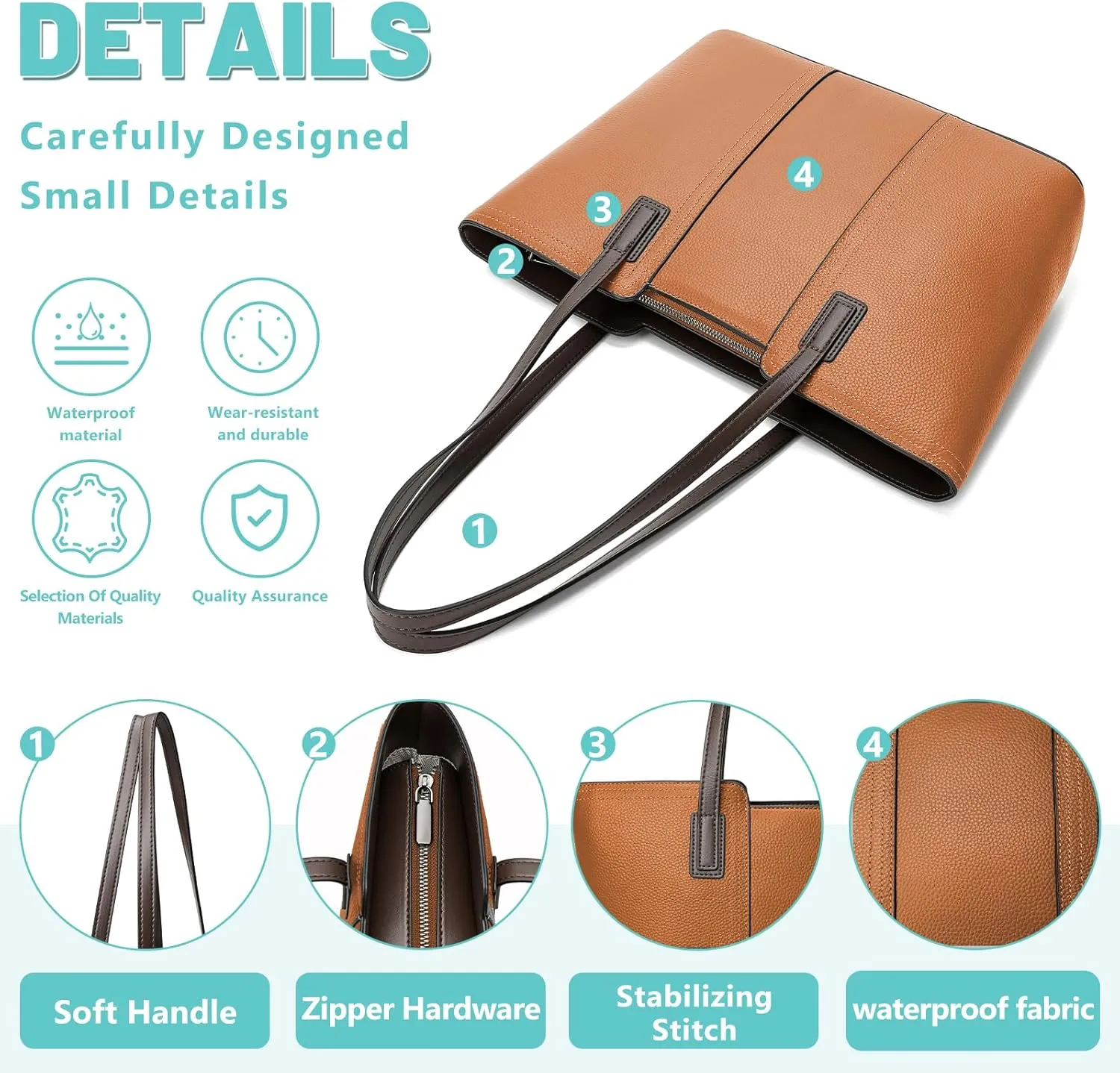 Women's Genuine Leather Tote Handbag Large Capacity Pocketbook Purse