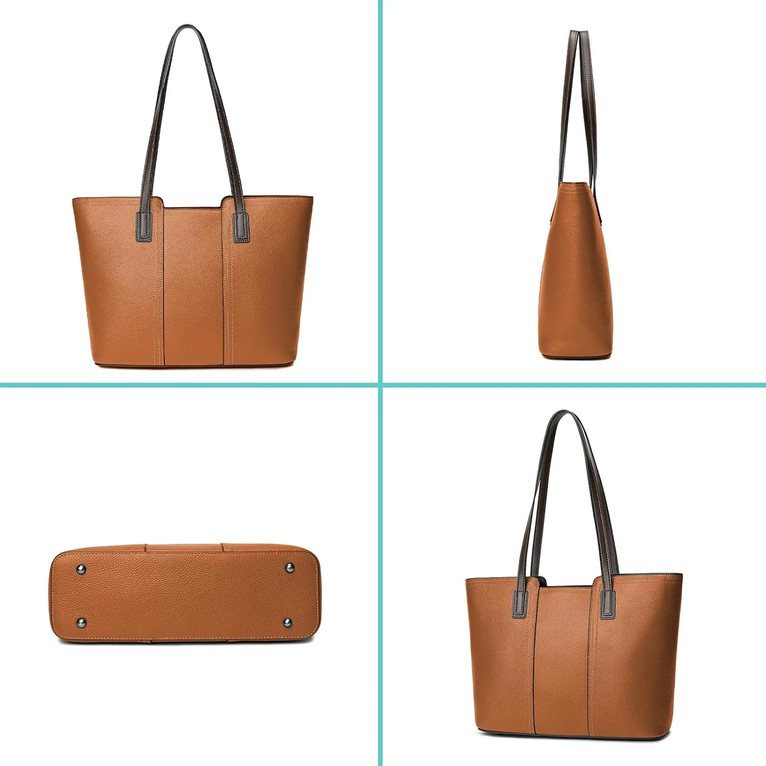 Women's Genuine Leather Tote Handbag Large Capacity Pocketbook Purse