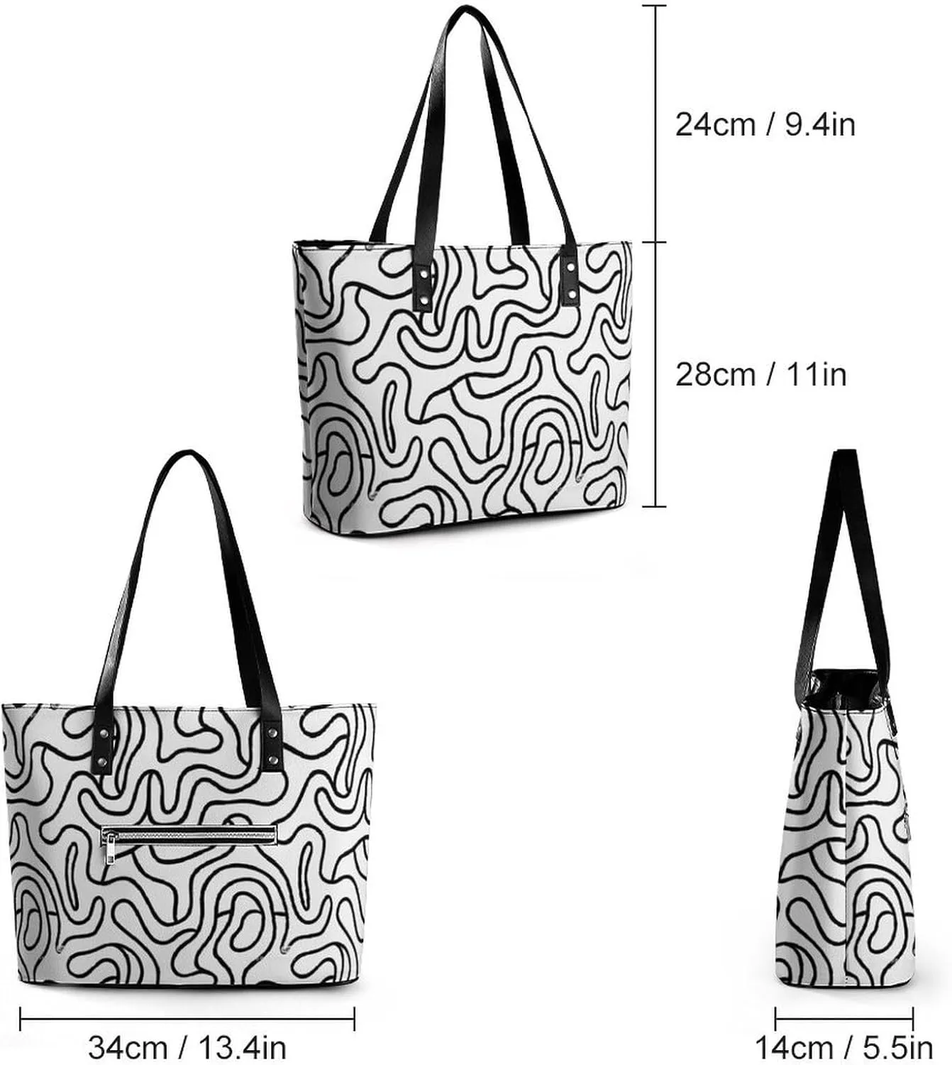 Women's Leather Tote Bag Fashion Handbag for Work Travel Shopping Daily Use Large Capacity Shoulder Purse