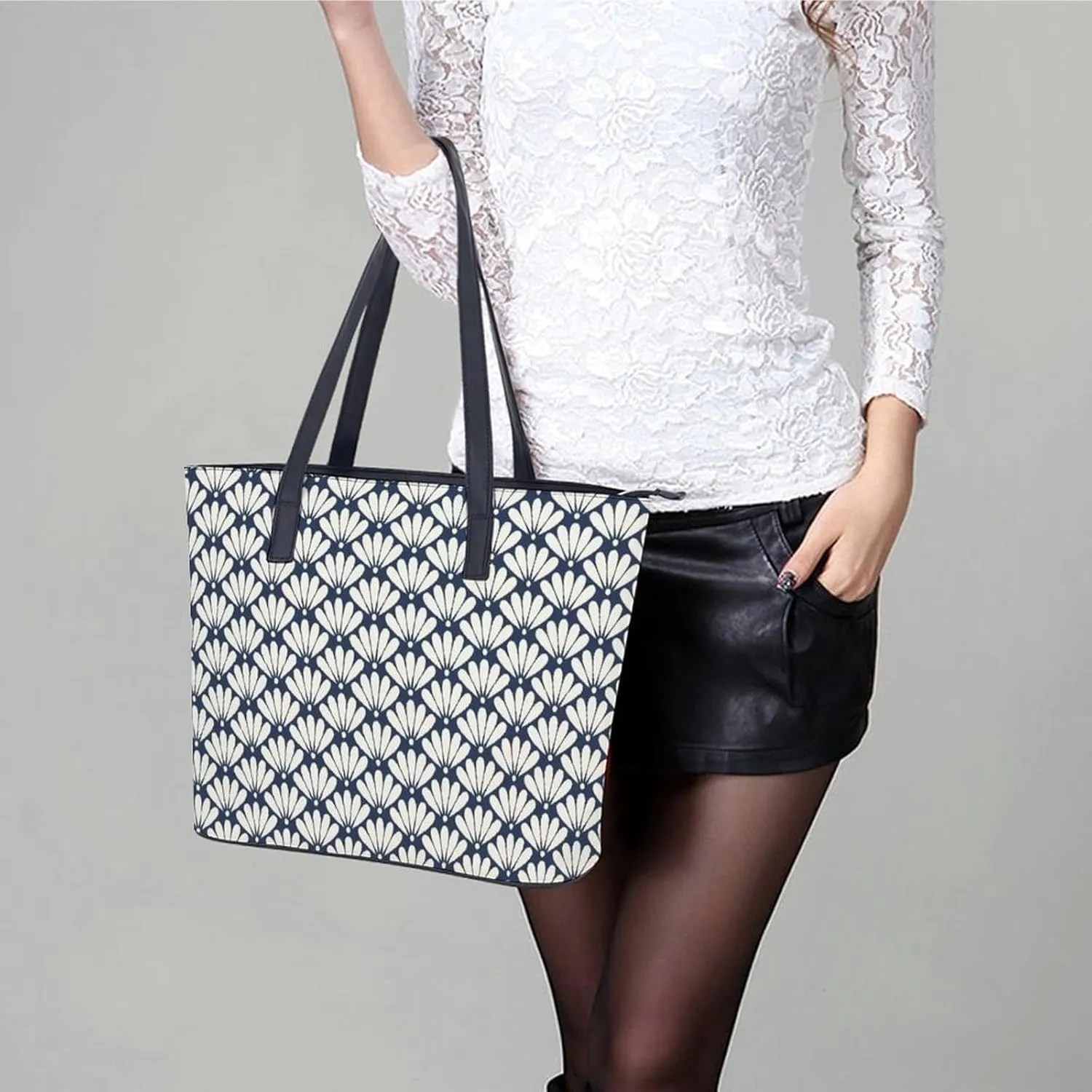 Women's Leather Tote Bag Fashion Handbag for Work Travel Shopping Daily Use Large Capacity Shoulder Purse