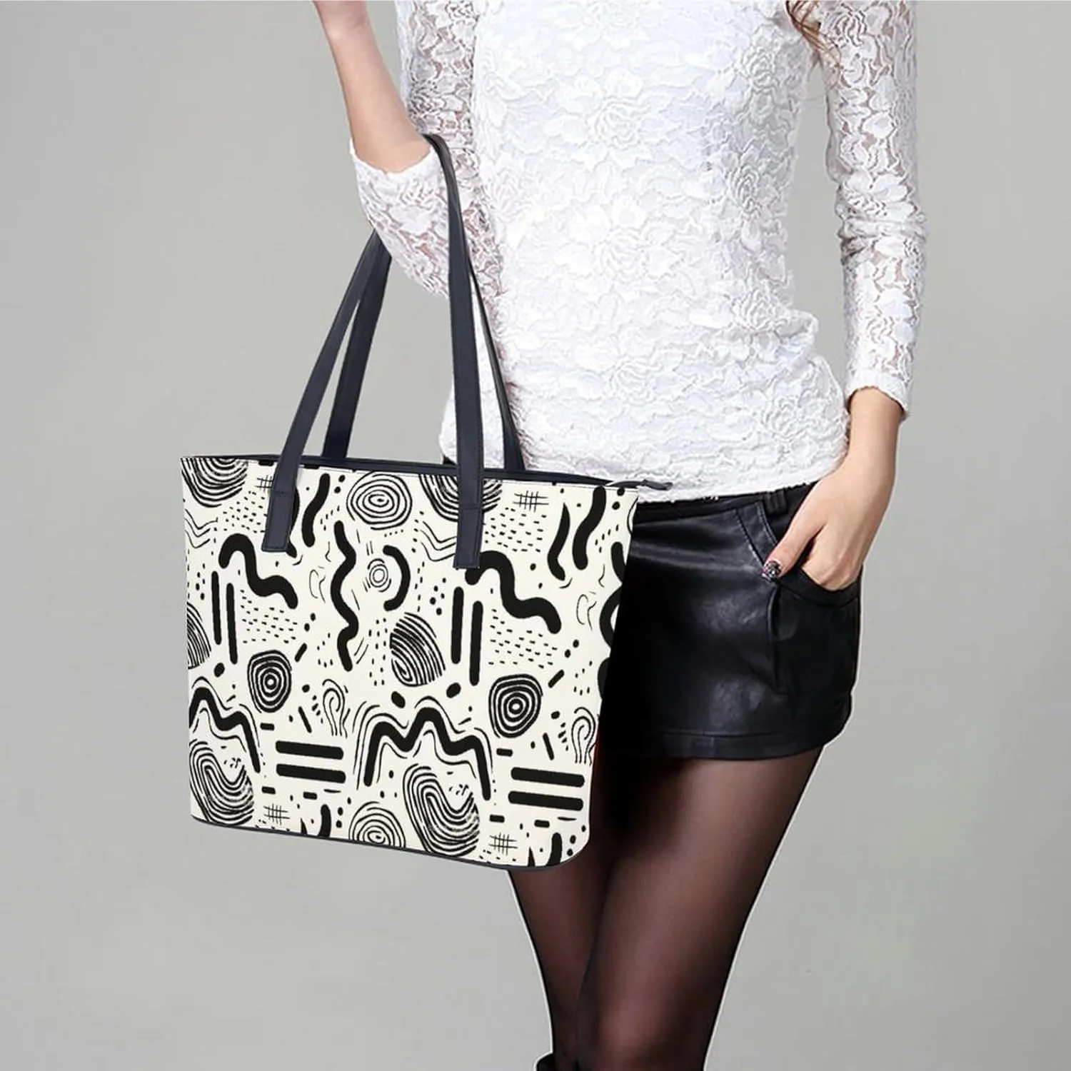 Women's Leather Tote Bag Fashion Handbag for Work Travel Shopping Daily Use Large Capacity Shoulder Purse