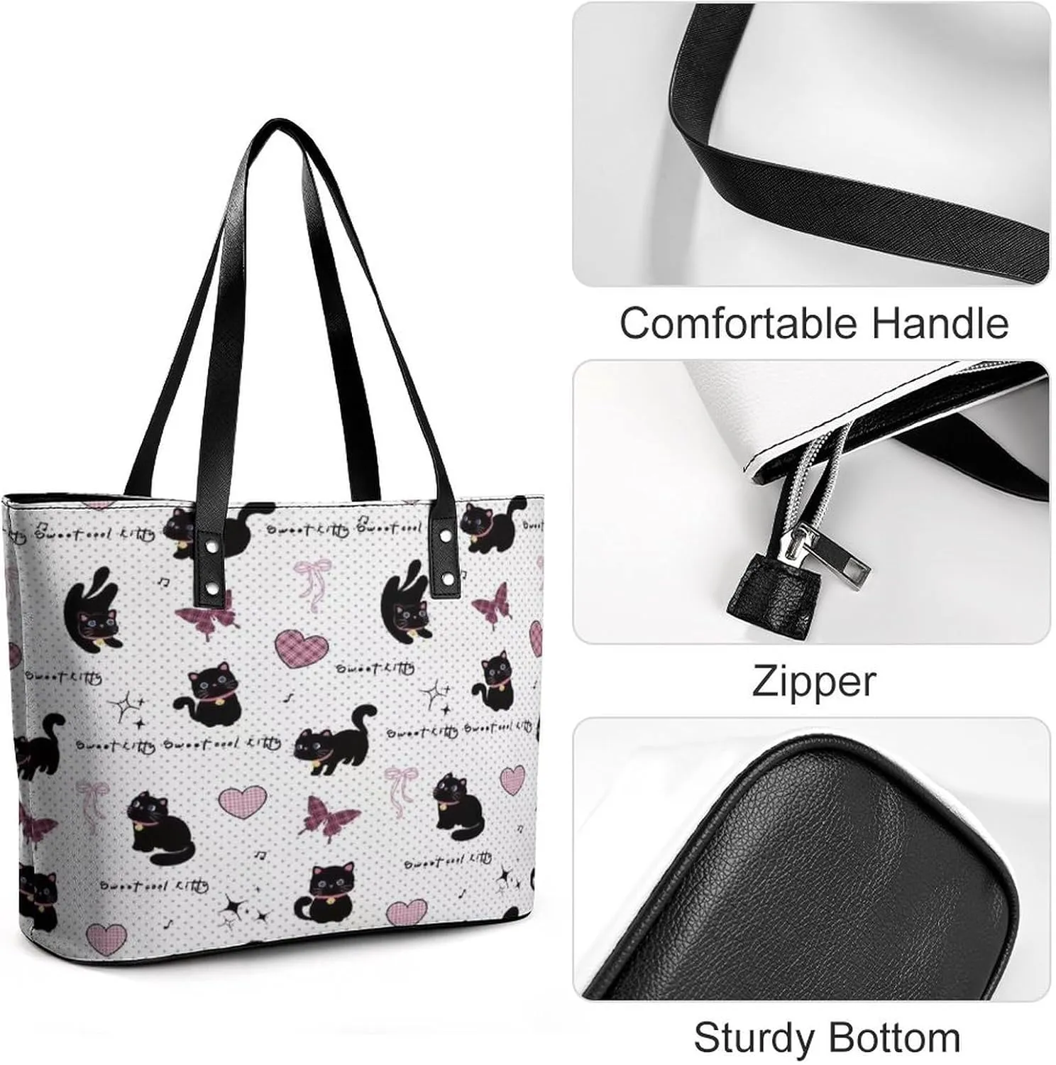 Women's Leather Tote Bag Fashion Handbag for Work Travel Shopping Daily Use Large Capacity Shoulder Purse