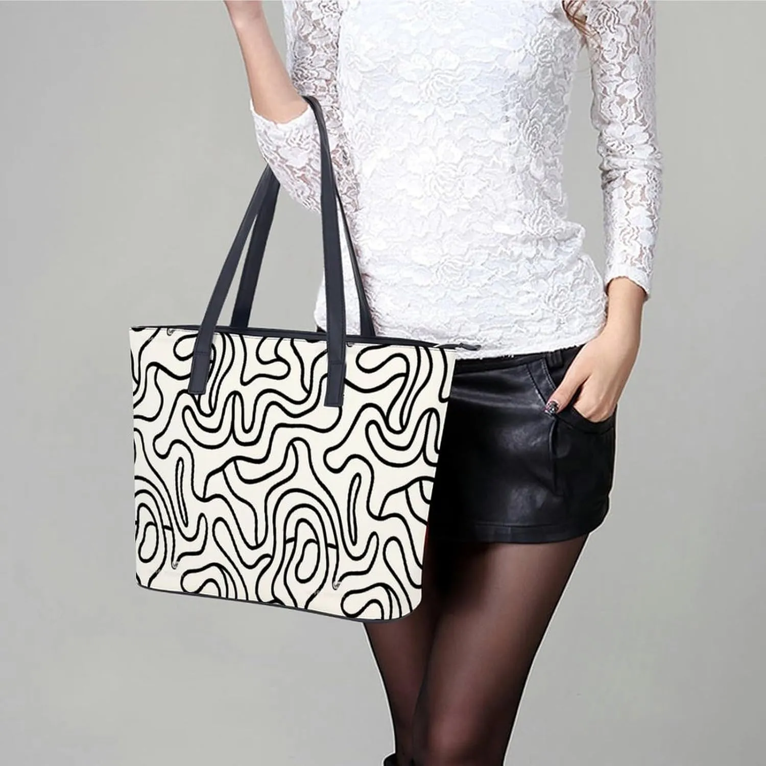 Women's Leather Tote Bag Fashion Handbag for Work Travel Shopping Daily Use Large Capacity Shoulder Purse
