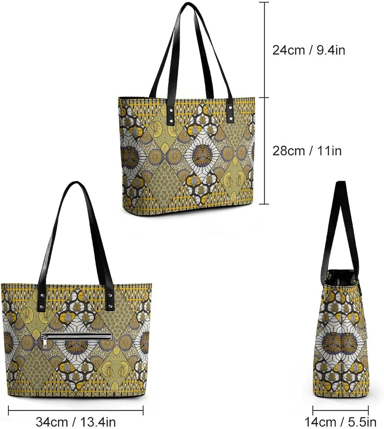 Women's Leather Tote Bag Fashion Handbag for Work Travel Shopping Daily Use Large Capacity Shoulder Purse