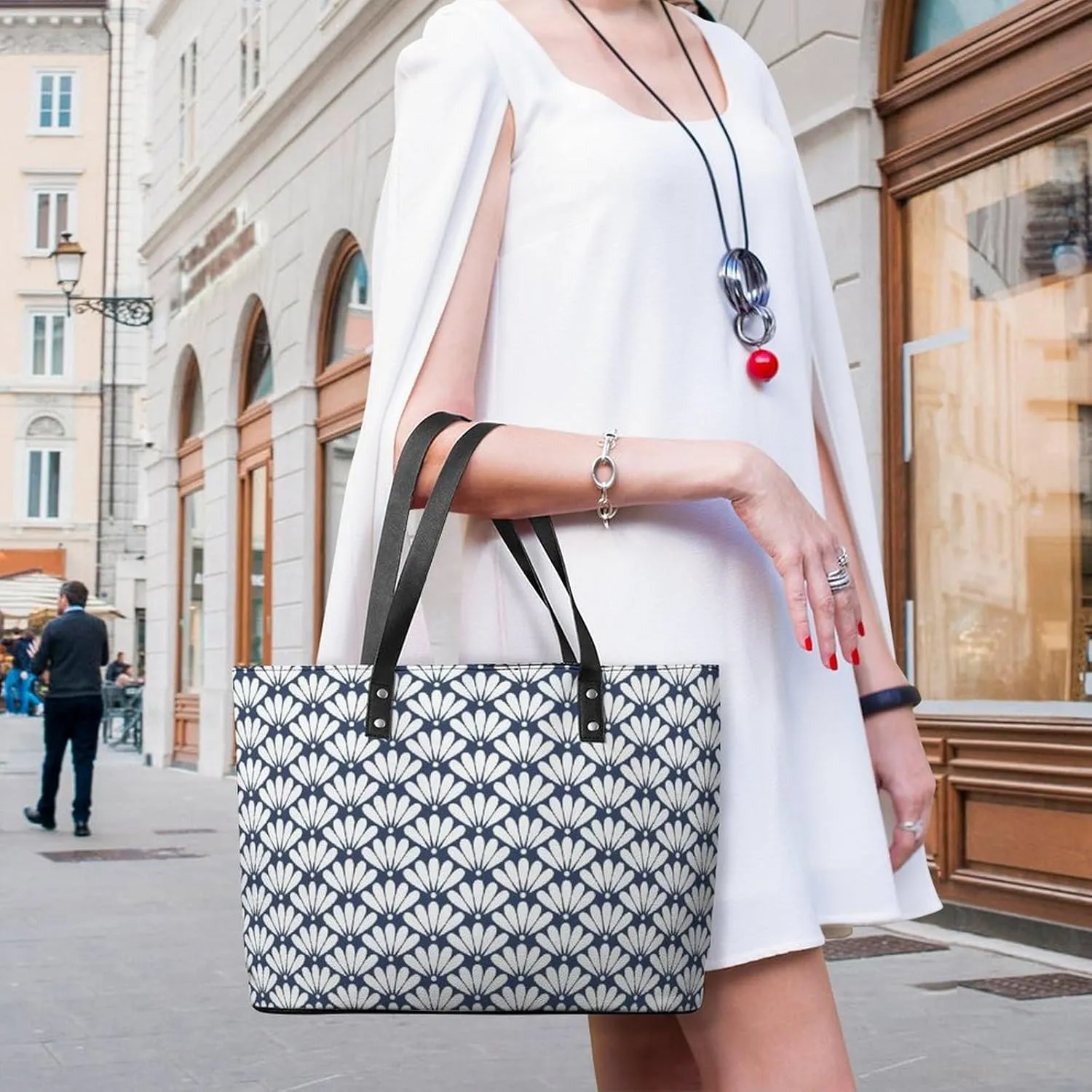 Women's Leather Tote Bag Fashion Handbag for Work Travel Shopping Daily Use Large Capacity Shoulder Purse