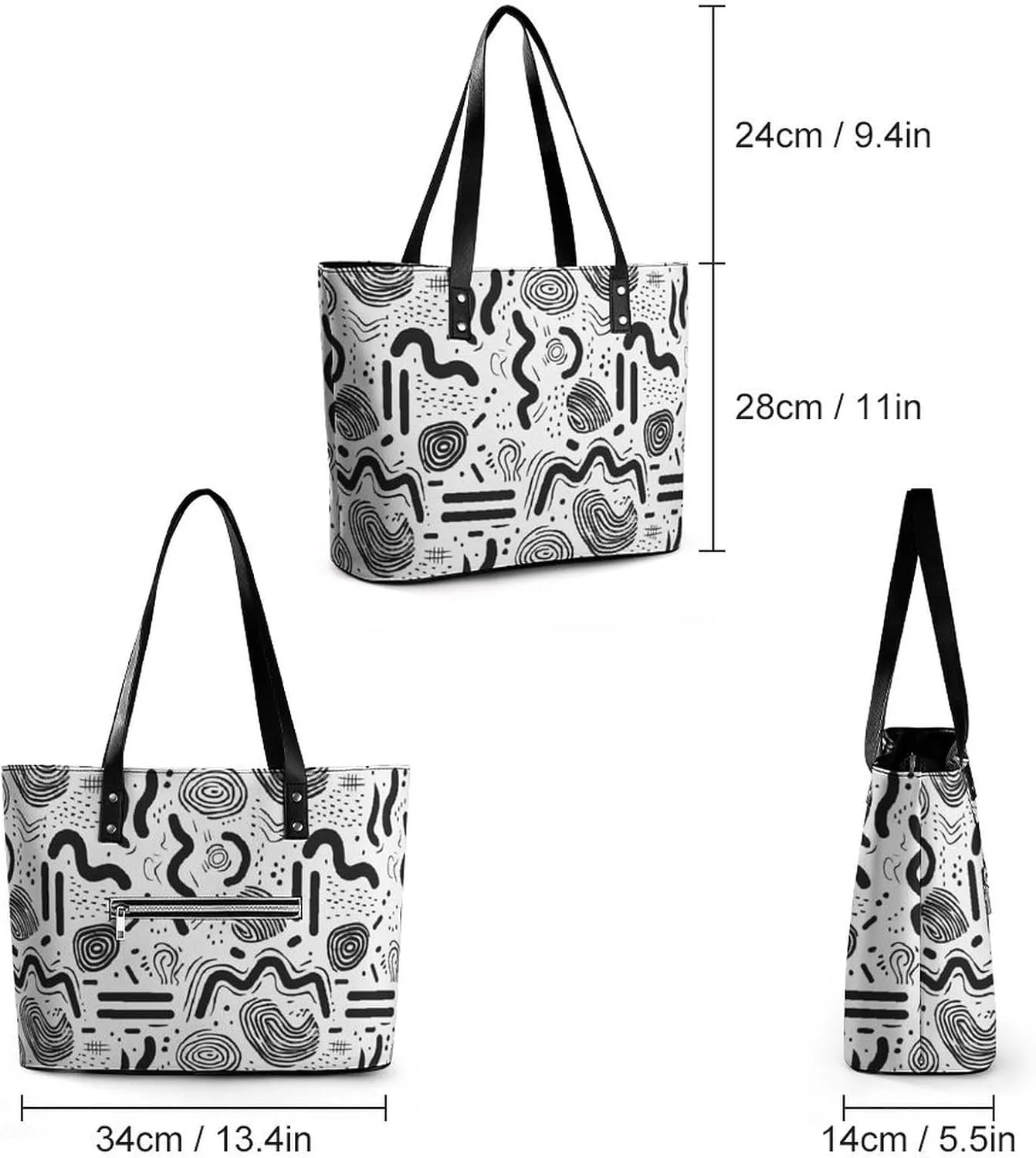 Women's Leather Tote Bag Fashion Handbag for Work Travel Shopping Daily Use Large Capacity Shoulder Purse
