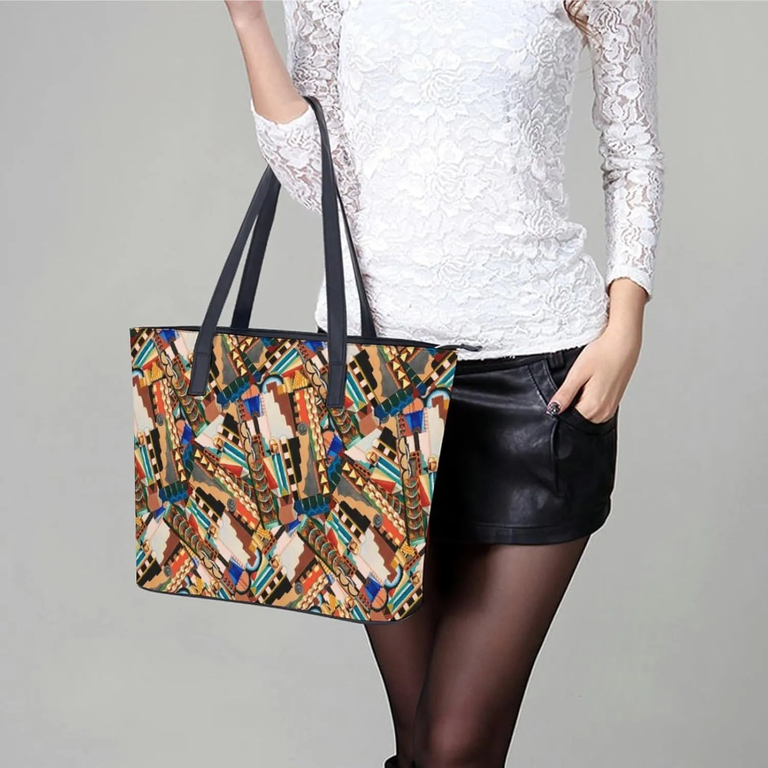 Women's Leather Tote Bag Fashion Handbag for Work Travel Shopping Daily Use Large Capacity Shoulder Purse