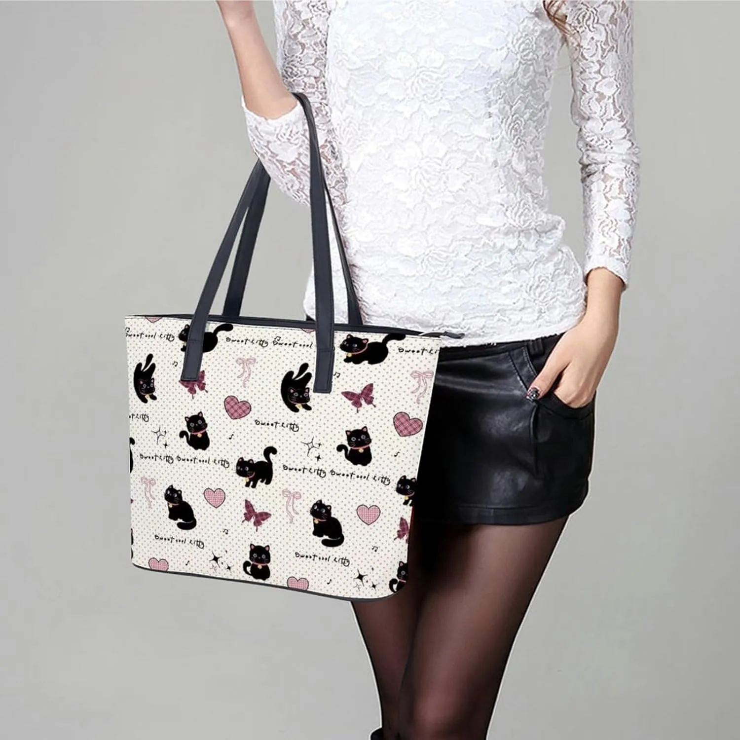 Women's Leather Tote Bag Fashion Handbag for Work Travel Shopping Daily Use Large Capacity Shoulder Purse