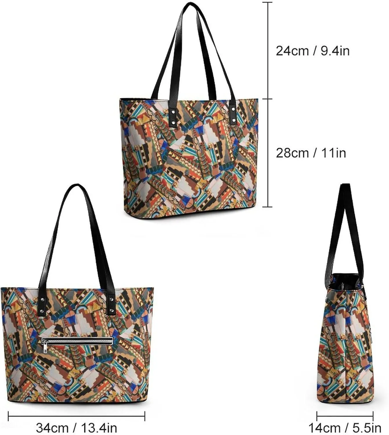 Women's Leather Tote Bag Fashion Handbag for Work Travel Shopping Daily Use Large Capacity Shoulder Purse