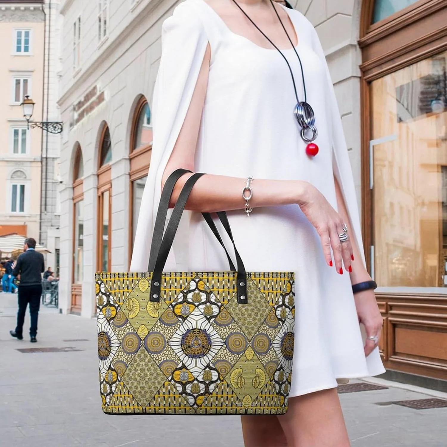 Women's Leather Tote Bag Fashion Handbag for Work Travel Shopping Daily Use Large Capacity Shoulder Purse