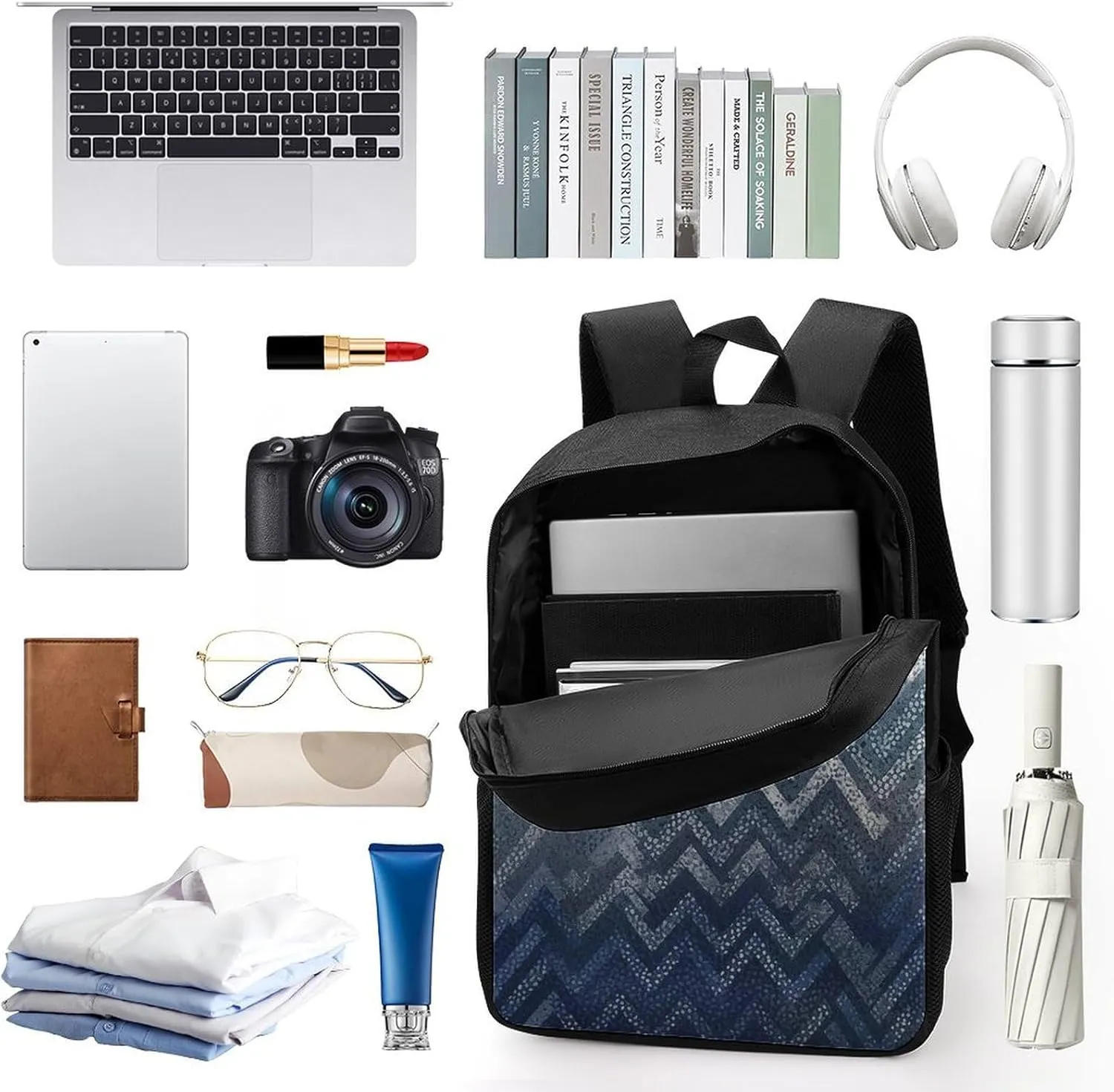 Woodcut Style Backpack Lightweight Casual Laptop Business Daypack Travel Daypack for Women Men