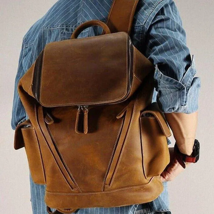 Woosir Cowhide Leather Backpack Men's