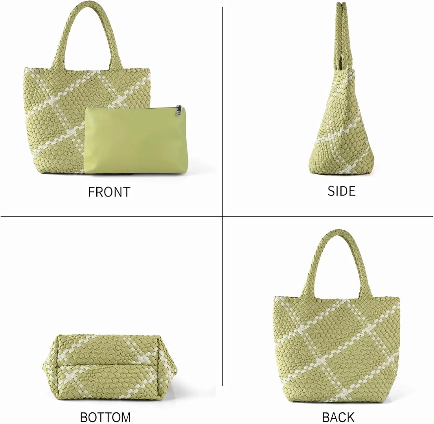 Woven Leather Tote Handbag for Women with Purse,Large Soft Hobo Shoulder Bag,Handmade Bag, Beach Underarm Bag