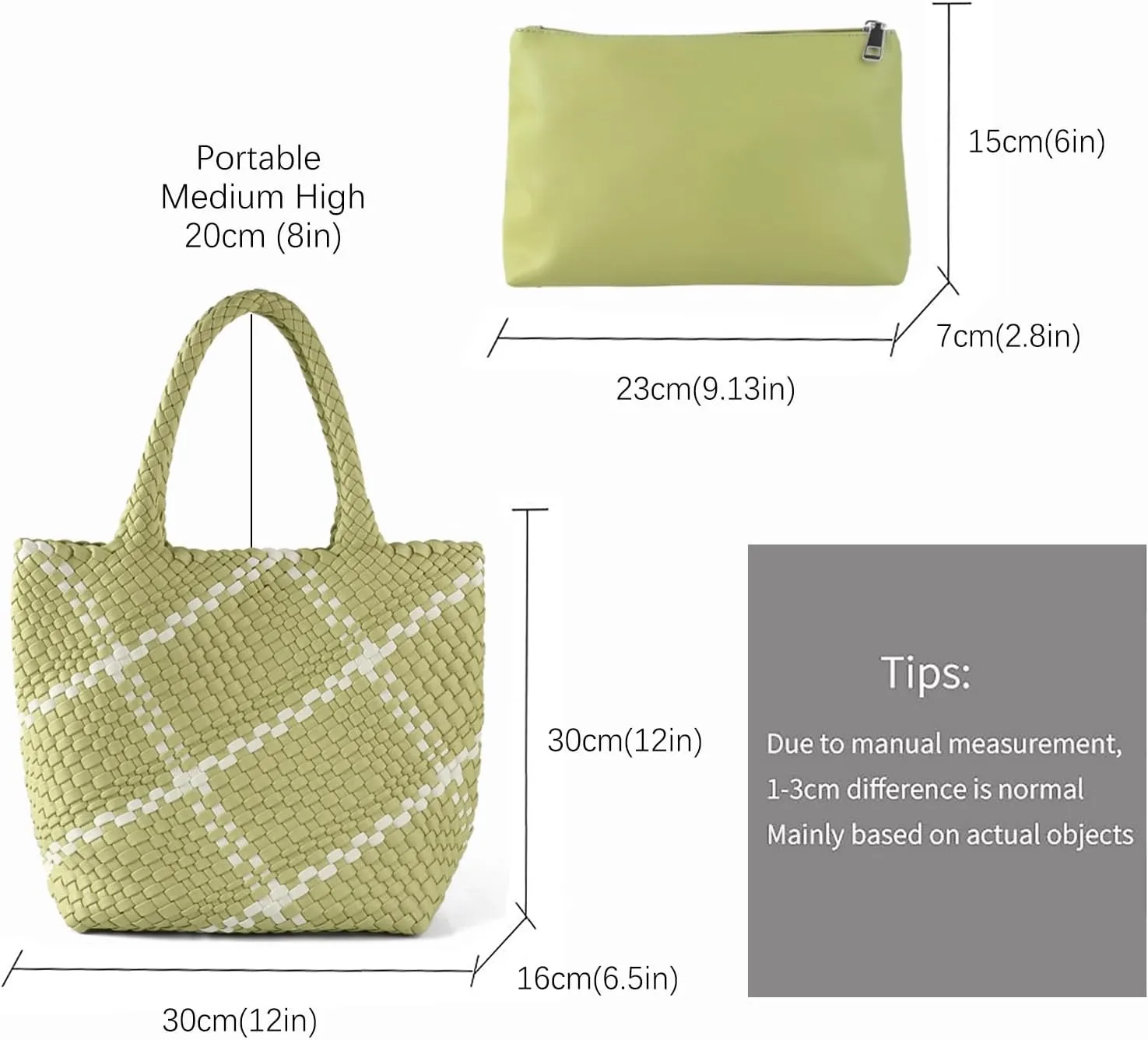 Woven Leather Tote Handbag for Women with Purse,Large Soft Hobo Shoulder Bag,Handmade Bag, Beach Underarm Bag