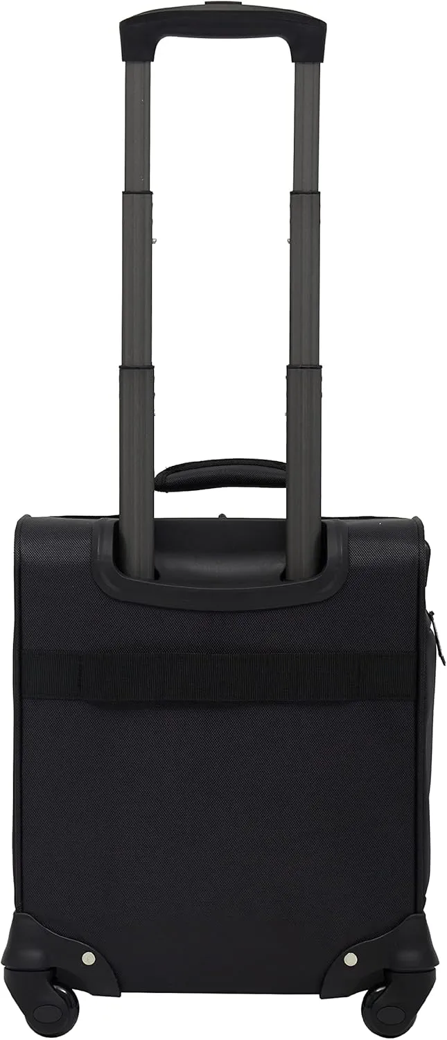 Wrangler 4-Wheel Spinner Luggage with Side USB Port, Charcoal, 17-Inch Underseat Carry-On