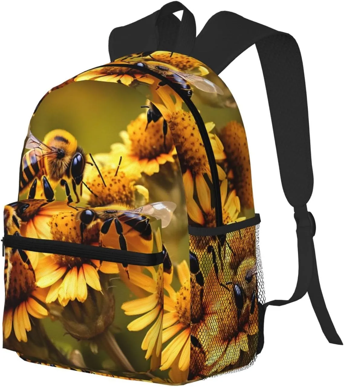 WURTON Rural Honey Bees Flowers Print Backpacks Casual Work,Travel,Outdoor Activities Fashionable Bag Unisex Daypacks