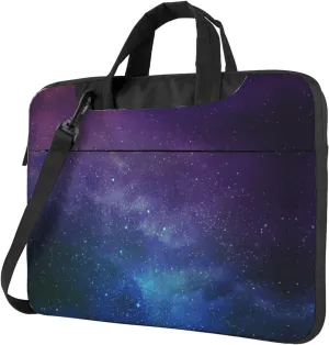 WURTON Universe with Stars Galaxy Interstellar Print Laptop Bag - Stylish Messenger Bag and Laptop Case for Men and WomenShoulder Strap, Black