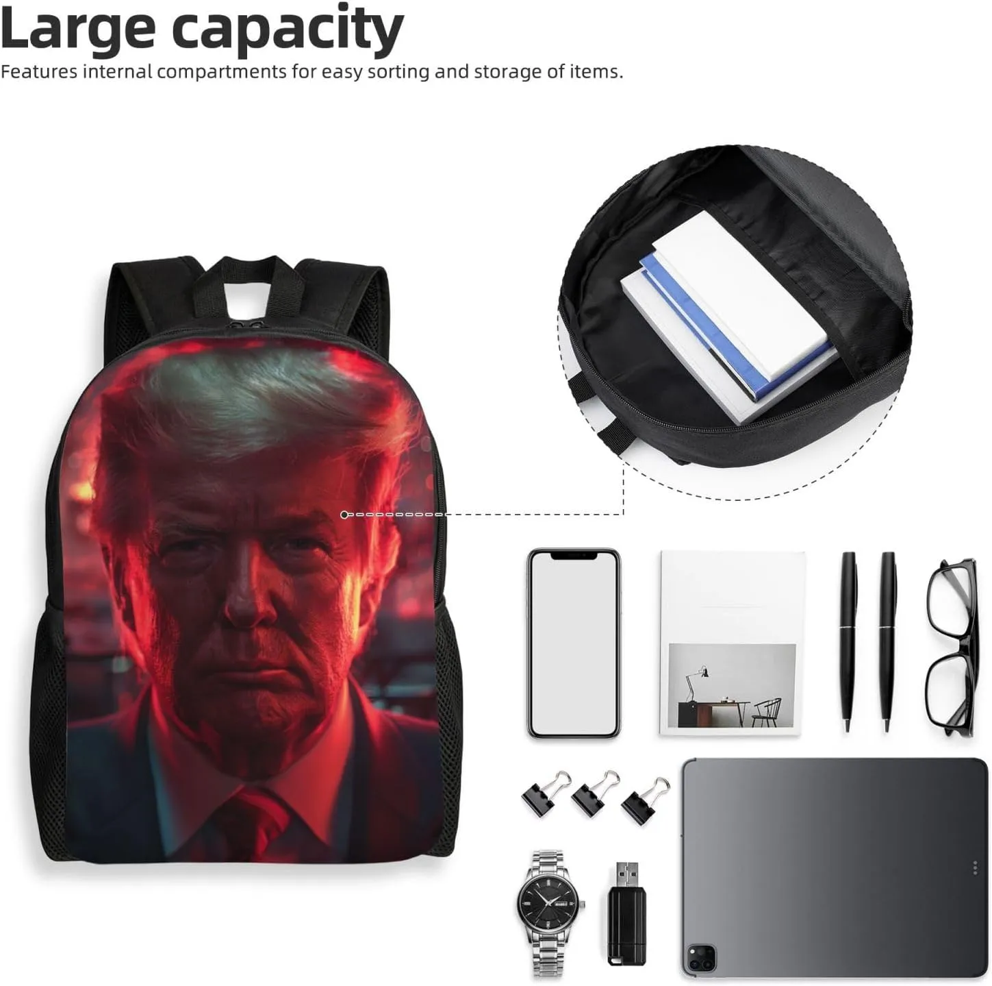 Xerial Trump Cool Backpack Waterproof Anti Theft Durable Light Laptop Bag Backpacks For Women Men Travel Gym Backpack