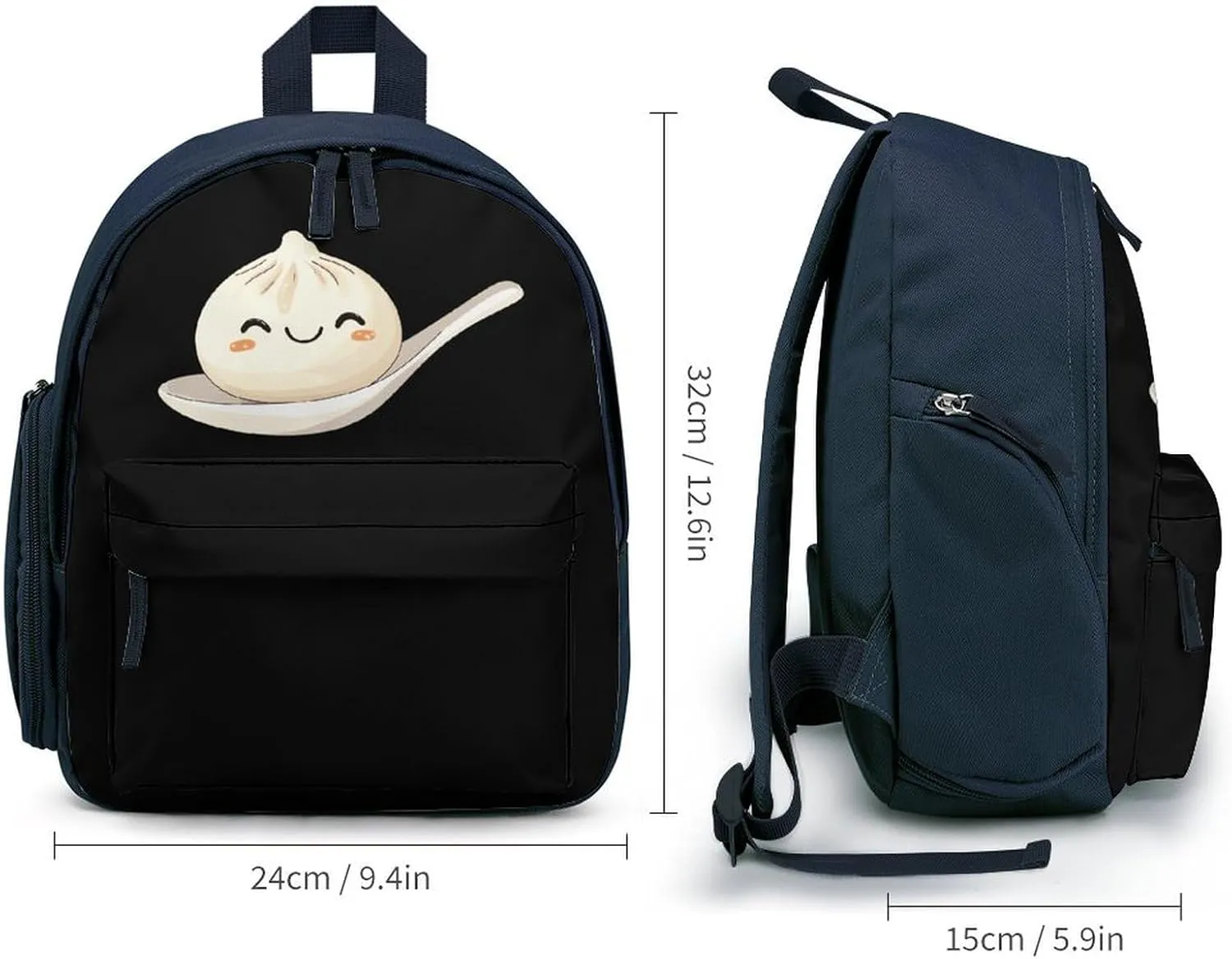 Xiaolongbao Chinese Dim Sum Bun Cute Printed Backpack Lightweight Shoulder Bag Travel Daypack for Camping Picnic Blue-style
