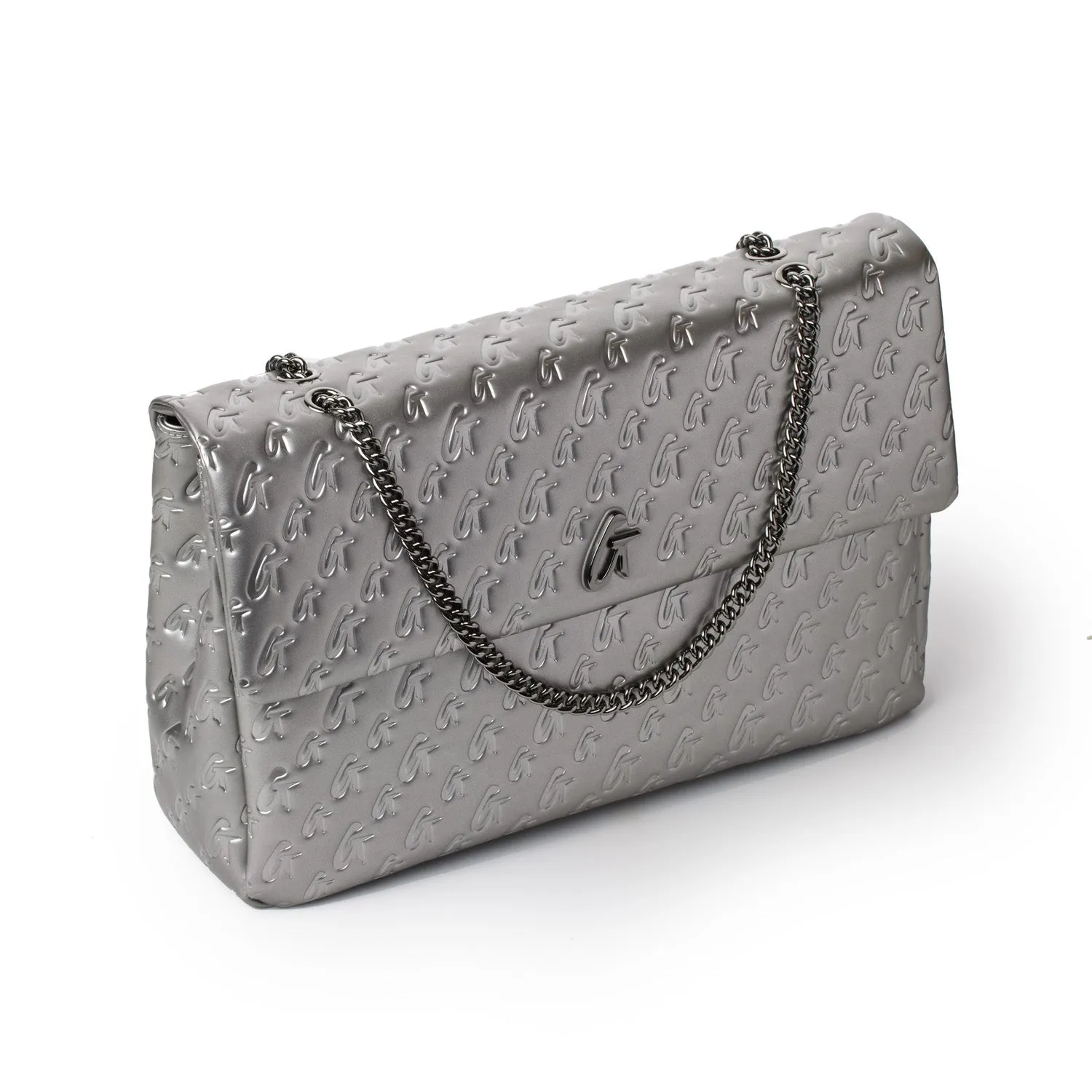 XL MONOGRAM FLAP BAG - PLATINUM