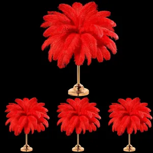 XunYee 60 Pcs Large Ostrich Feathers Bulk Natural Plumes for Centerpiece 18-20 Inch (45-50 cm) Feathers for DIY Crafts Christmas Wedding Party Decorations(Red)