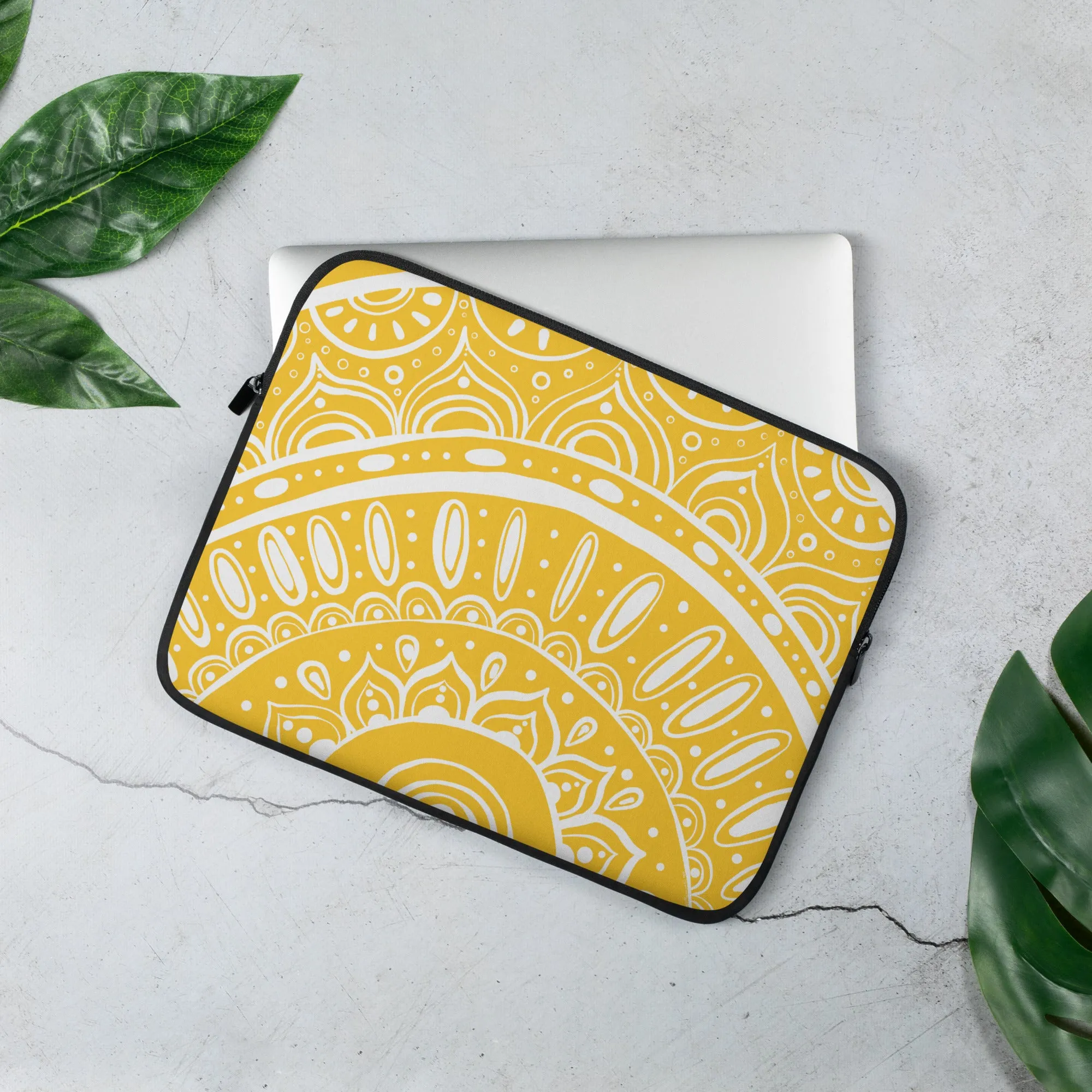 Yin Yang Mandala on Mustard Laptop Sleeve