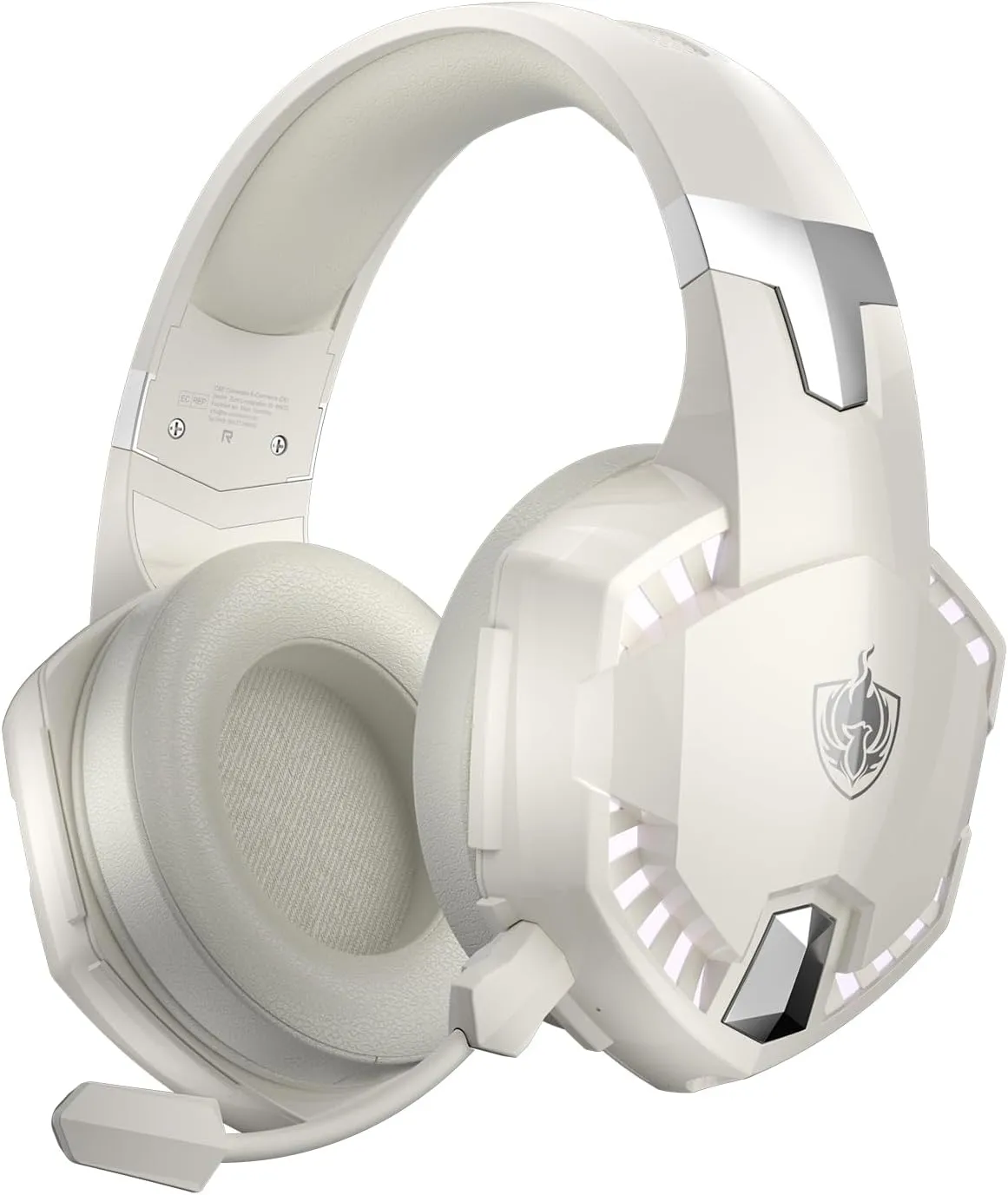 YOTMS PS5 Gaming Headset for PS4, PC, Switch, Gaming Over Ear Headphones with Detachable Noise Cancelling Mic, Bluetooth 5.3 Music Headphones only for Phone, Laptop, Tablet (White)