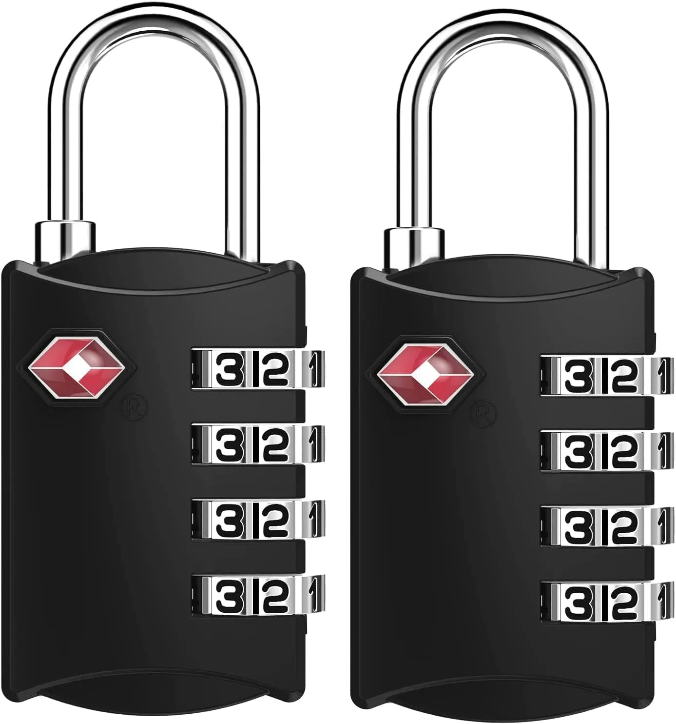 ZHEGE Luggage Locks, TSA Approved Travel Padlock for Suitcases, Baggage, 4 Digit Combination Zipper Locks for Backpacks, Tent, Gym Lockers (Black, 2 Pack)